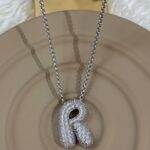 Çelik Silver R Harf Kolye 60cm