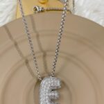 Çelik Silver E Harf Kolye 60cm
