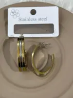 Efsanevi İkili Renkli Modern Tasarım Halka Küpe - Görsel 2