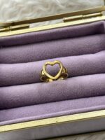 “Golden Heart” Hollow Kalp Ayarlanabilir Yüzük - Görsel 2