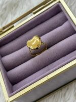 Gold Renkli Puf Kalp Ayarlanabilir Çelik Yüzük - Görsel 2