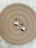 İki Renkli Kalp Figürlü Çelik Küpe - Görsel 2
