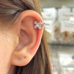 Çelik Baget Çiçek Ear Cuff Kıkırdak Küpe – Silver