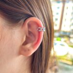 Çelik Zincir Halkalı Ear Cuff Kıkırdak Küpe – Silver