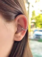 Çelik Üç Küre Detaylı Ear Cuff Kıkırdak Küpe – Silver
