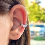 Çelik Kalp Taşlı Taç Motif Ear Cuff Kıkırdak Küpe – Silver