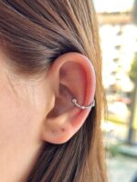Çelik Üç Küre Detaylı Ear Cuff Kıkırdak Küpe – Silver - Görsel 2