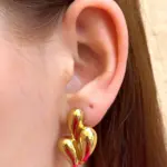Çelik Kalp Form Küpe – Gold