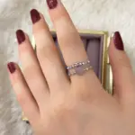 Aşk Yolu Pembe Kalp İkili Bant Yüzük (Gümüş)