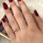 Kelebek Pembe Damla Gold Yüzük