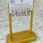 Gümüş Çelik 6’lı Modern Halka & Çubuk Küpe Seti