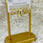 Zincir Dokulu Gold Çelik Halka Seti