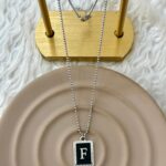 F Harfli Silver Plaka Kolye