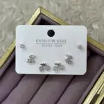 Zirkon Taşlı Mini Figürlü Küpe Seti – Silver