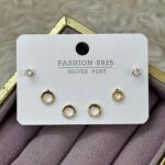 Zirkon Taşlı Mini Halka & Tek Taş Küpe Seti – Gold