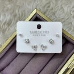 İnci & Fiyonk Detaylı Zirkon Mini Küpe Seti