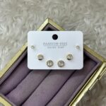 Yuvarlak Çerçeveli Taşlı Mini Küpe Set