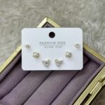 İnci & Fiyonk Figürlü Taşlı Mini Küpe Seti