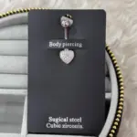 Tam Taşlı Işıltılı Kalp Göbek Pıercıng