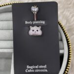 Işıltılı Kedi Figürlü Göbek Pıercıngı