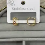 Gold Geometrik Işıltılı Halka Küpe