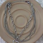 Kalp Figürlü Çoklu Zincir Silver Halhal