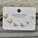 Kelebek Detaylı Mini Küpe Seti