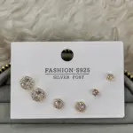 Taşlı Yuvarlak Mini Küpe Seti