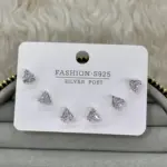 Minimal Üçgen Taşlı Mini Küpe Seti