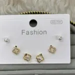 İnci ve Yonca Detaylı Mini Küpe Seti