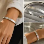 Dokulu Silver Kelepçe Bileklik