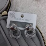 Örgü Halka Silver Küpe