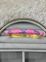 Pembe Mor Desenli Gold Kelepçe Bileklik - Görsel 3