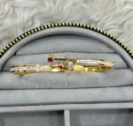 Minimal Taş Detaylı Gold Kelepçe Bileklik - Görsel 2