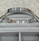 Minimal Silver Çizgi Detaylı Kelepçe Bileklik - Görsel 2