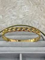 Modern Zincir Desenli Gold Kelepçe Bileklik - Görsel 3