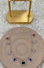 Silver Renkli Taş Detaylı Zarif Kolye - Görsel 2
