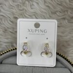 Xuping Üç Taş Detaylı Gold Halka Küpe