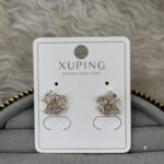 Xuping Yaprak Desenli Taşlı Gold Küpe
