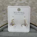 Xuping Tek Taş Detaylı Gold Küpe