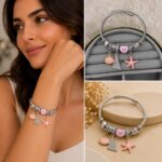 Pembe Deniz Yıldızı ve Deniz Kabuğu Figürlü Charm Bileklik