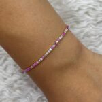 Rose Gold Renk Fuşya Zirkon Taşlı İnce Su Yolu Bileklik