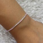 Silver Renk Pembe Zirkon Taşlı İnce Su Yolu Bileklik