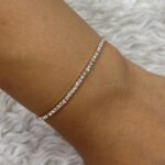 Rose Gold Renk Beyaz Zirkon Taşlı İnce Su Yolu Bileklik