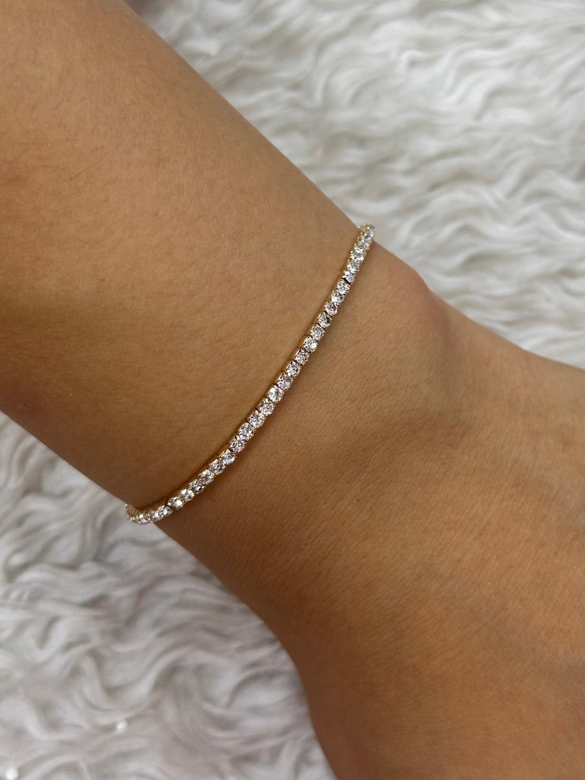 whatsapp-image-2026-07-07-at-18-14.jpg Rose Gold Renk Beyaz Zirkon Taşlı İnce Su Yolu Bileklik - Görsel 1