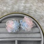 Pastel Renkli Çiçek Figürlü Simli Küpe
