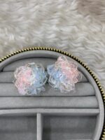 Pastel Renkli Çiçek Figürlü Simli Küpe