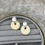 Sedef Desenli Silver Geometrik Küpe
