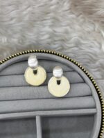 Sedef Desenli Silver Geometrik Küpe
