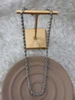 Unisex Burgulu Halat Zincir Kolye Gümüş Renk Kalın Zincir Kolye (45cm) - Görsel 3